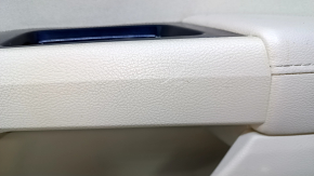 Door trim card front right Ford Fusion mk5 13-16 beige with beige insert cloth, armrest leather, molding gray structure, scratches, dents, whitened plastic