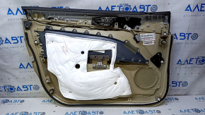 Door trim card front right Ford Fusion mk5 13-16 beige with beige insert cloth, armrest leather, molding gray structure, scratches, dents, whitened plastic