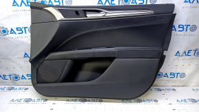 Door trim card front right Ford Fusion mk5 13-16 black with black insert cloth, armrest leather, molding gray gloss, scratches, scuffs, pokes, dents