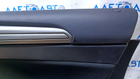 Door trim card front right Ford Fusion mk5 13-16 black with black insert cloth, armrest leather, molding gray gloss, scratches, scuffs, pokes, dents