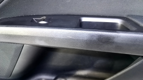 Door trim card front right Ford Fusion mk5 13-16 black with black insert cloth, armrest leather, molding gray gloss, scratches, scuffs, pokes, dents