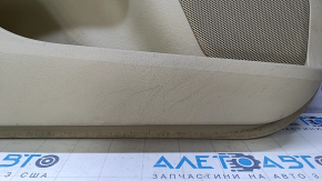 Door trim card front left Ford Fusion mk5 13-16 beige with beige insert cloth, armrest leather, molding gray structure, whitened plastic, dents, bumps, abrasions, for cleaning