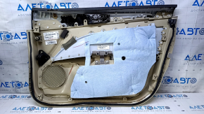 Door trim card front left Ford Fusion mk5 13-16 beige with beige insert cloth, armrest leather, molding gray structure, whitened plastic, dents, bumps, abrasions, for cleaning