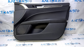 Door trim card front right Ford Fusion mk5 13-16 black with black insert leather, leather armrest, wood molding, bumps, scratches