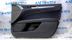 Door trim card front right Ford Fusion mk5 13-16 black with black insert cloth, armrest leather, molding gray gloss, dents, scratches, scuffs