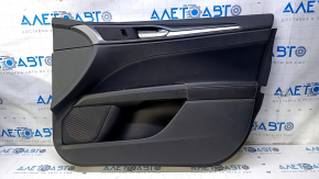 Door trim card front right Ford Fusion mk5 13-16 black with black insert cloth, armrest leather, molding gray gloss, dents, scratches, abrasions