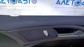 Door trim card front right Ford Fusion mk5 13-16 black with black insert cloth, armrest leather, molding gray gloss, dents, scratches, abrasions