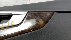 Door trim card front right Audi A4 B9 17-19 black, black armrest, leather, wood insert, scratches, tear
