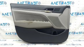 Door trim card front left Hyundai Elantra AD 19-20 gray, rubber armrest, gray cloth insert, gray molding, scratches, peeling paint, dry cleaning
