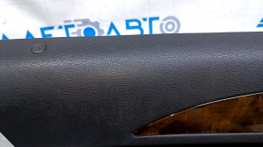 Door trim card front left Lincoln MKZ 13-16 black leather, armrest leather, insert wood gloss, scratches, dent, abrasions