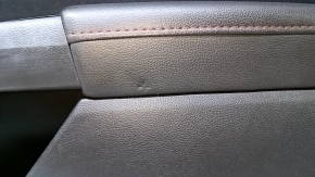 Door trim card front right Ford Fusion mk5 13-16 black with black insert cloth, armrest leather, molding gray gloss, red stitching, dent, scratches, pokes