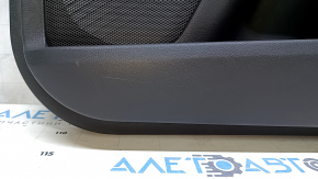 Door trim card front right Ford Fusion mk5 13-16 black with black insert cloth, armrest leather, molding gray gloss, red stitching, dent, scratches, pokes