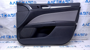 Door trim card front right Ford Fusion mk5 17-20 black with gray insert cloth, armrest leather, molding gray structure, scratches, pokes, scuffs