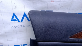 Door trim card front left Lincoln MKZ 13-16 black leather, armrest leather, insert wood gloss, scratches, bumps, abrasions