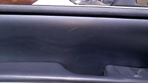Door trim card front left Lincoln MKZ 13-16 black leather, armrest leather, insert wood gloss, scratches, pokes, abrasions, scuffs