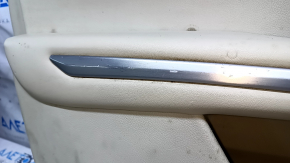 Door trim card front left Lincoln MKZ 13-16 beige, armrest leather, wood insert, bumps, scratches, for dry cleaning