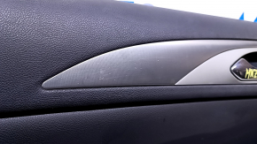 Door trim card front left Lincoln MKZ 13-16 black leather, armrest leather, insert gray structure, scratches, bumps, sand, dent