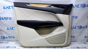 Door trim card front left Lincoln MKC 15- beige with beige insert leather, armrest leather, insert wood structure, dent, tear, broken fastening, abrasions