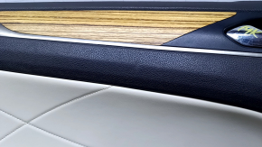 Door trim card front left Lincoln MKC 15- beige with beige insert leather, armrest leather, insert wood structure, dent, tear, broken fastening, abrasions