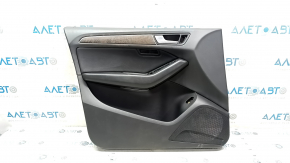 Door trim card front left Audi Q5 8R 09-17 black, under memory seat, insert leather black, armrest rubber, molding under wood