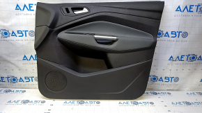 Door trim card front right Ford Escape MK3 13-16 prerest, black with gray insert, armrest cloth, chrome handle, pokes, scuffs, scratches
