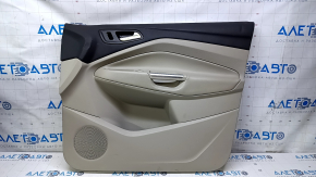 Door trim card front right Ford Escape MK3 13-16 prerest, beige, armrest leather, dents, scuffs, scratches, broken fastening