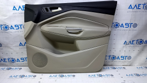 Door trim card front right Ford Escape MK3 13-16 prerest, beige, armrest leather, scuffs, scratches, whitened plastic, pokes