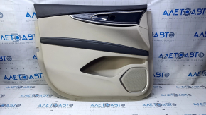 Door trim card front left Lincoln MKX 16- leather, beige, brown armrest, wood insert, bumps, burrs