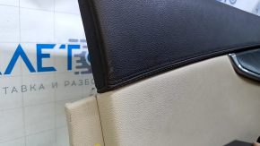 Door trim card front left Lincoln MKX 16- leather, beige, brown armrest, wood insert, bumps, burrs
