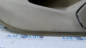 Door trim card front left Lincoln MKX 16- leather, beige, brown armrest, wood insert, scuff, dent, scratch, abrasions, bumps