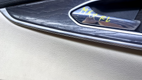 Door trim card front left Lincoln MKX 16- leather, beige, brown armrest, wood insert, scuff, dent, scratch, abrasions, bumps