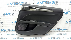 Door trim card rear right Ford Fusion mk5 17-20 black with black insert cloth, armrest leather, molding gray, scratches, crack, break crepe