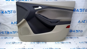 Door trim card front right Ford Focus mk3 11-18 beige, with black insert, armrest cloth, scratches, for cleaning