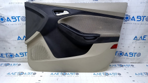 Door trim card front right Ford Focus mk3 11-18 beige, with black insert, armrest cloth, scratches, for cleaning