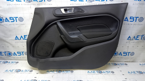 Door trim card front right Ford Fiesta 11-19 black cloth with black insert plastic, armrest cloth, scratches, abrasions, scuffs