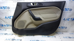 Door trim card front right Ford Fiesta 11-19 black-beige insert, armrest cloth, scratches, abrasions, scuffs