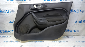 Door trim card front right Ford Fiesta 11-19 black cloth with black insert plastic, armrest cloth, scratches, abrasions, scuffs