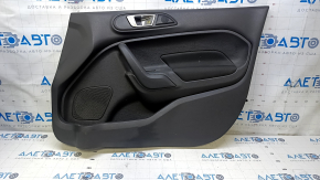 Door trim card front right Ford Fiesta 11-19 black cloth with black insert plastic, armrest cloth, scratches, abrasions, scuffs