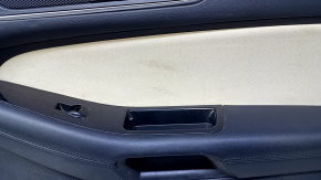 Door trim card front right Ford Edge 15-18 black leather, leather armrest, with beige fabric insert, nicks, bumps, scratches, needs cleaning