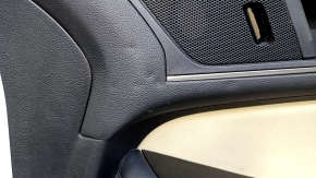 Door trim card front right Ford Edge 15-18 black leather, leather armrest, with beige fabric insert, nicks, bumps, scratches, needs cleaning