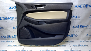 Door trim card front right Ford Edge 15-18 black leather, leather armrest, with beige leather insert, dents, abrasions, scuffs