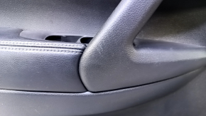 Door trim card front left Nissan Rogue 17-20 black with black insert plastic, armrest leather, molding black gloss, dent, scratches, abrasions