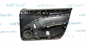Door trim card front left VW Passat b8 16-19 USA black with black insert plastic, armrest leather, molding gray gloss, broken fasteners