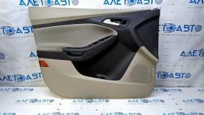 Door trim card front left Ford Focus mk3 11-18 beige, with black insert, armrest cloth, scratches, abrasions, for cleaning