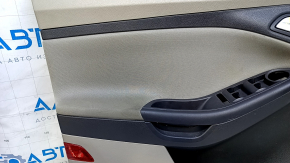 Door trim card front left Ford Focus mk3 11-18 beige, with black insert, armrest cloth, scratches, abrasions, for cleaning