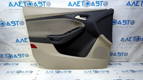 Door trim card front left Ford Focus mk3 11-18 beige, with black insert, armrest cloth, scratches, scuffs, abrasions, for cleaning