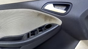 Door trim card front left Ford Focus mk3 11-18 beige, with black insert, armrest cloth, scratches, scuffs, abrasions, for cleaning