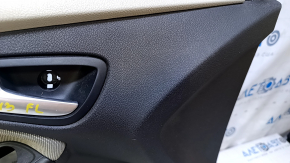 Door trim card front left Ford Focus mk3 11-18 beige, with black insert, armrest cloth, scratches, scuffs, abrasions, needs cleaning, plastic turned white