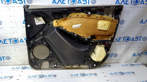Door trim card front left Ford Focus mk3 11-18 beige, with black insert, armrest cloth, scratches, scuffs, abrasions, needs cleaning, plastic turned white