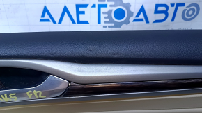 Door trim card front right Ford Fusion mk5 13-16 beige with beige insert leather, armrest leather, molding under wood gloss, pokes, dents, whitened plastic, scratches